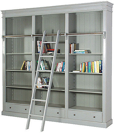 Grey Library Bookcase with ladder