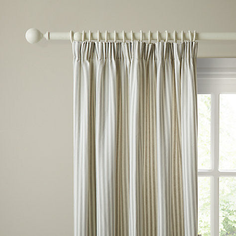 Ticking Curtains, Pencil Headed, Beige & White