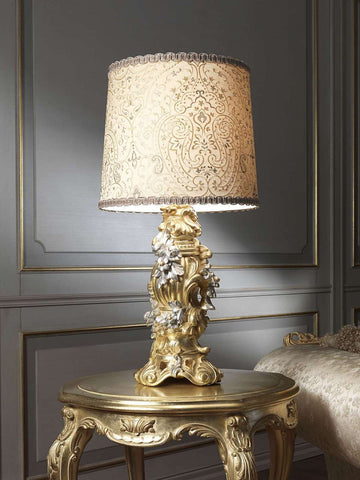Classic lamp in gold leaf with silver leaf detail