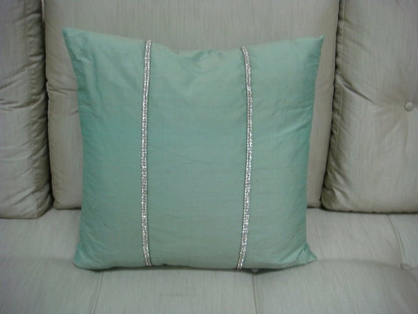 Chelsea Throw pillow Cover, Aqua Silk