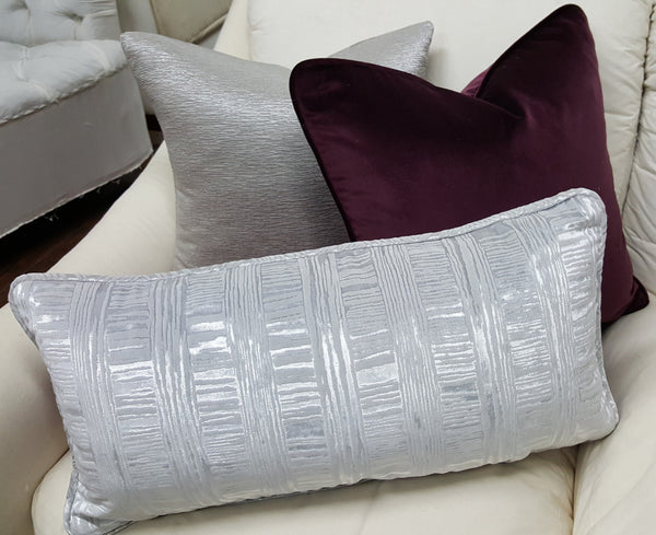 Lumbar Throw Pillow, Silver Luxury