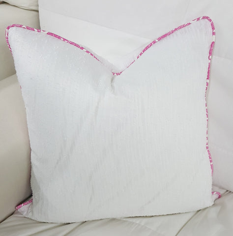 North Pom Pom Pillow with pink piping, Kids' Decorative Pillows