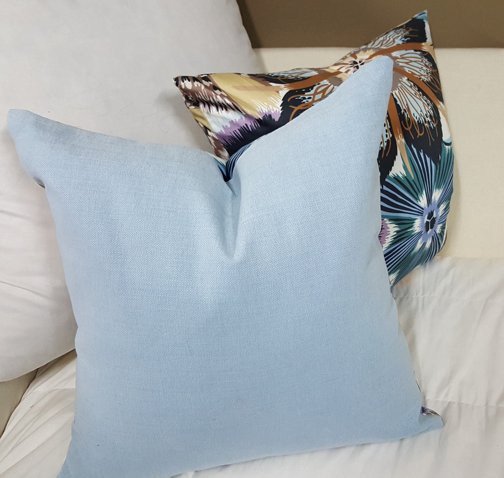 Light blue best sale couch pillows