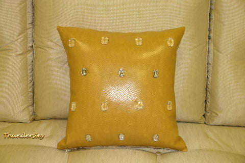 The Milan Throw Pillow, Fawn Faux Leather 18 x 18 READY TO SHIP