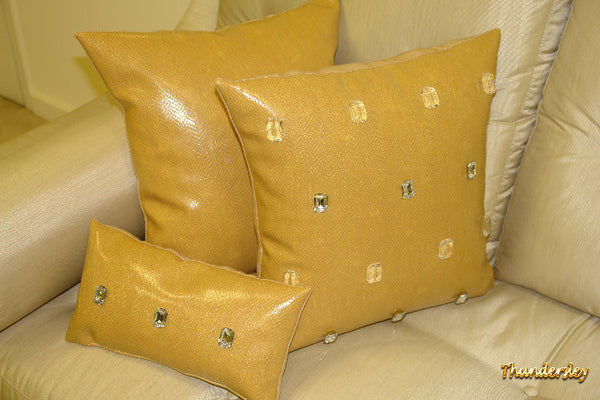 The Milan Throw Pillow, Fawn Faux Leather 18 x 18 READY TO SHIP