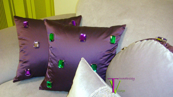 Luxury Throw Pillow,  Belgravia Diamante Velvet Bling