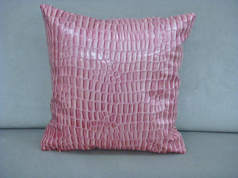 Faux Leather Throw Pillow Cover, Pink