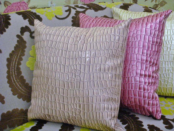 Crock Faux Leather Throw Pillow Cover, Electrify Pink