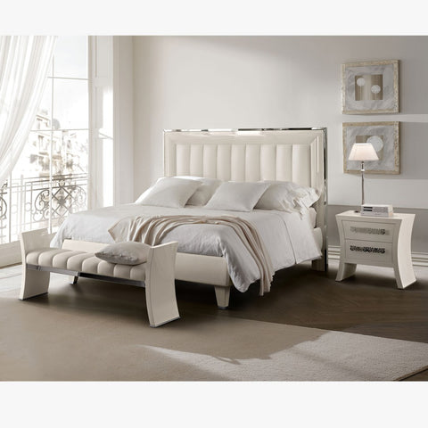 Glam Bedroom Set, White & Silver