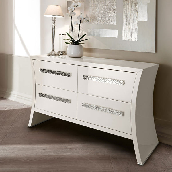 Glam Bedroom Set, White & Silver