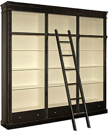 Black Library Bookcase with ladder
