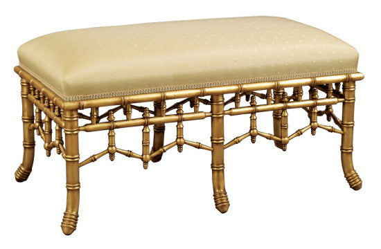 Bamboo Upholstered Bench, 6 legs 