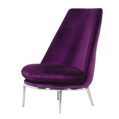 Modern Wing Chair, Velvet Highback Chair