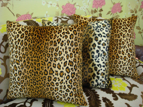 Leopard Print Throw Pillow, Velvet Gold & Brown