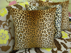 Leopard Print Throw Pillow, Velvet Gold & Brown