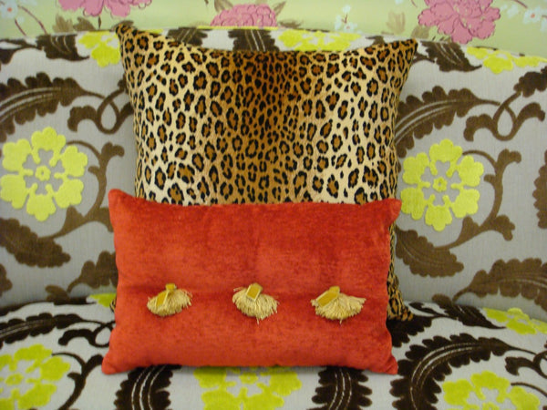 Leopard Print Throw Pillow, Velvet Gold & Brown