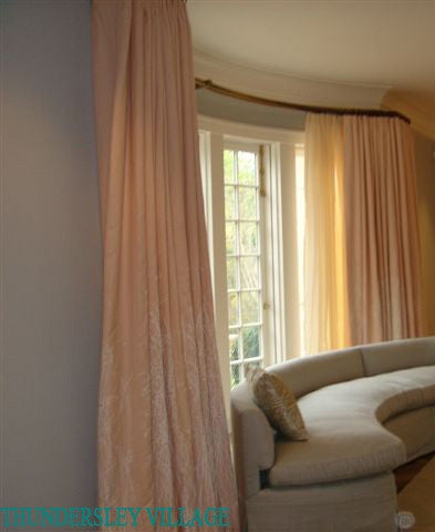 Contemporary Curtains for a Bay Window, Luxury Linen Printed
