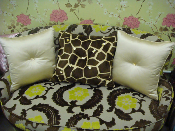 Animal Print Throw Pillow, Giraffe Bling, Gold & Brown 20X20