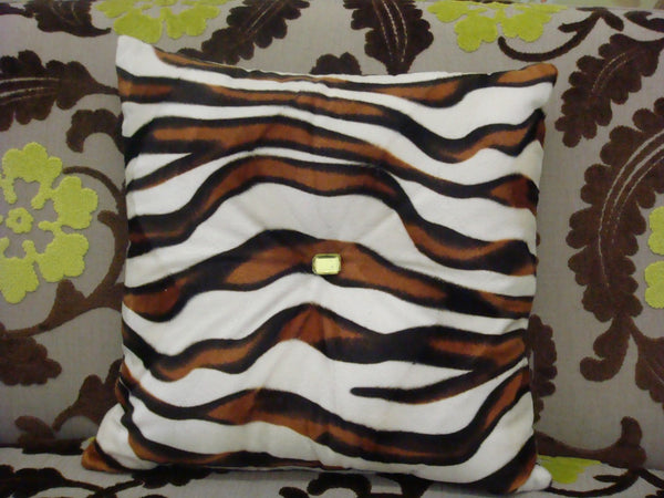 Zebra Print Pillow Cover in Gold/Brown