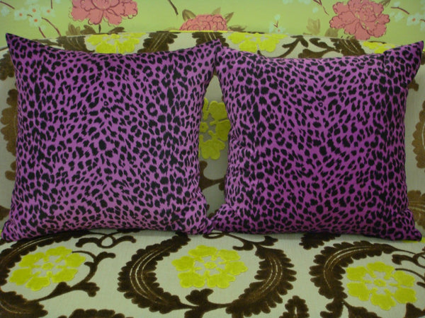 Leopard Print Throw Pillow Cover, Magenta & Black