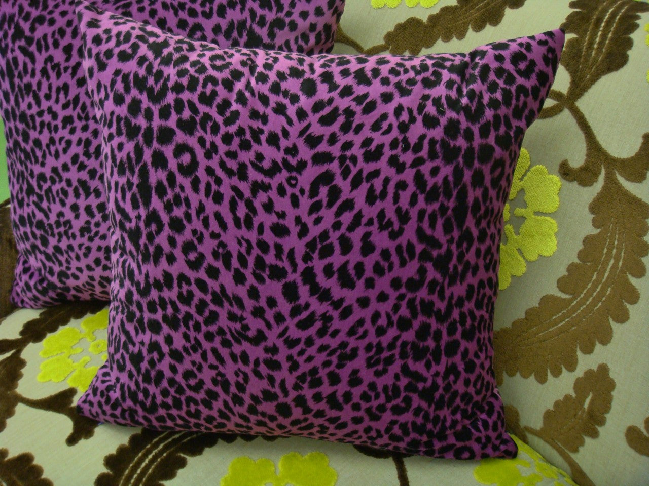 Magenta Pink Leopard Print Velvet Throw Pillow Cover