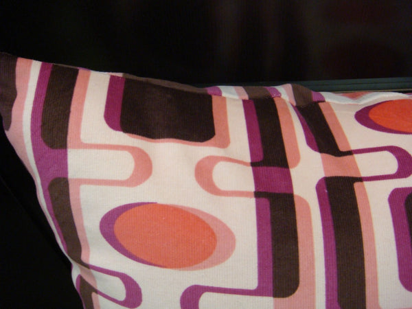 Couture Throw Pillow Cover, Pucci Style Print, Pink & Brown