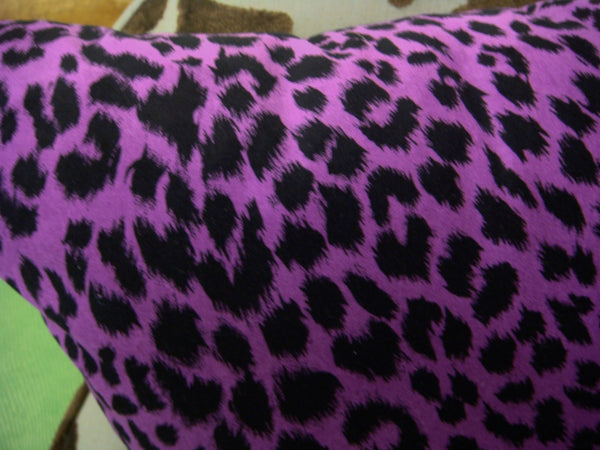 Leopard Print Throw Pillow Cover, Magenta & Black