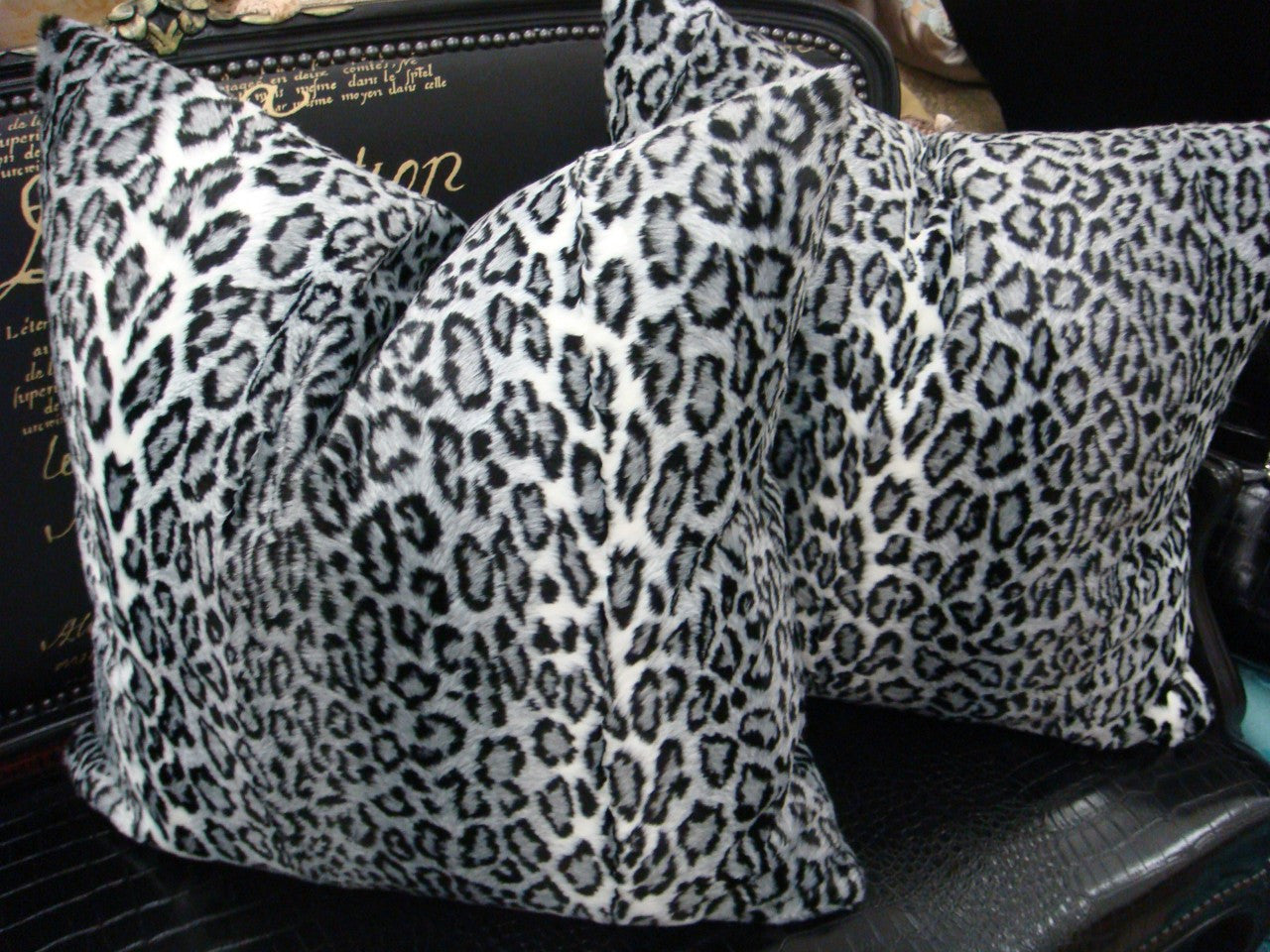 Snow Leopard Throw Pillow, Faux Fur