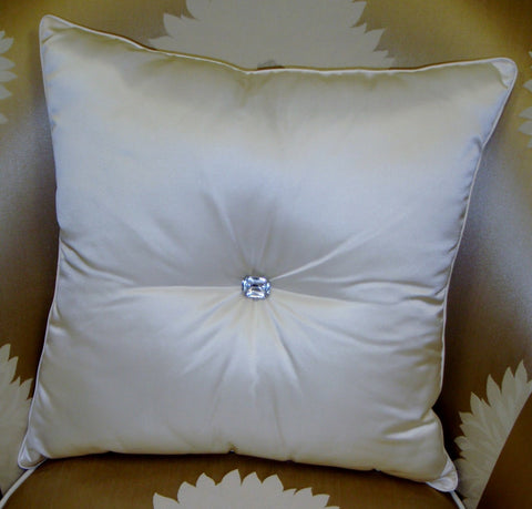 Crystal Chic, Silk taffeta Throw Pillow in off white