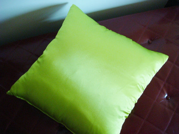 Glam Satin Throw Pillow shown in Kiwi