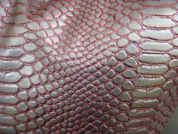 Luxury Throw Pillow Cover, Crock Faux Leather .....Pink & Silver