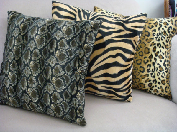 Python Throw Pillow, Faux Fur Color Brown/Grey/Black