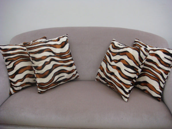 Zebra Print Pillow Cover in Gold/Brown