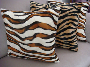 Zebra Print Pillow Cover in Gold/Brown