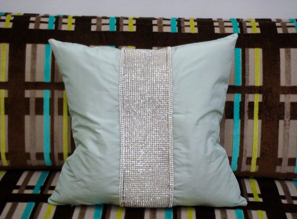 Luxury Throw Pillow,  Belgravia Diamante Bling, Shown in Green