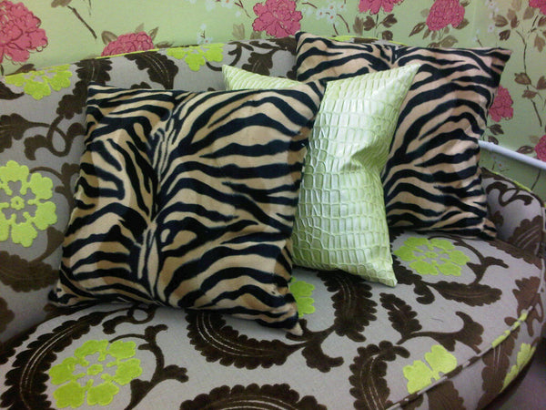Zebra Print Throw Pillow Cover.....Color Beige/Black