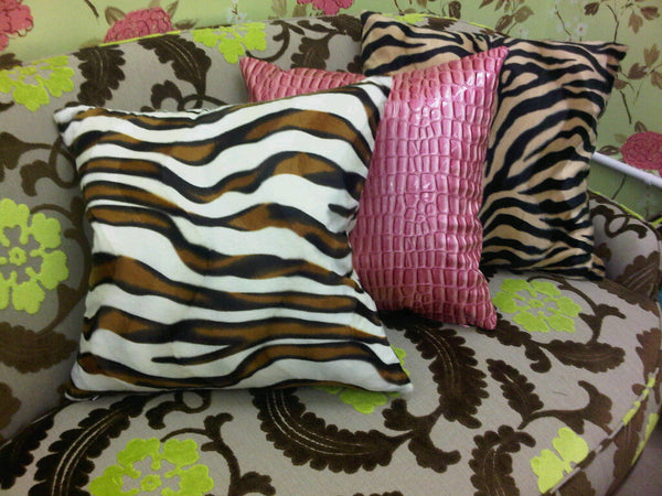 Zebra Print Pillow Cover in Gold/Brown