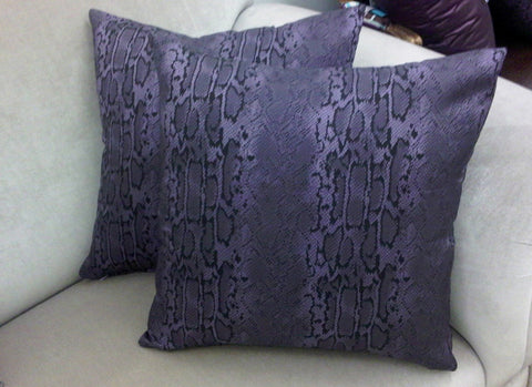 Snakeskin Pillow Cover 19 X 19, Black and Mauve READY TO SHIP