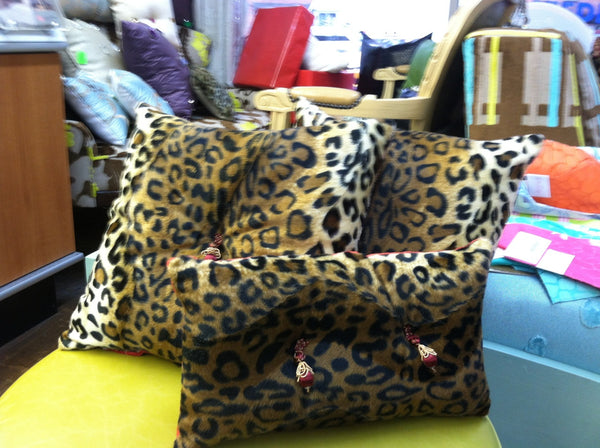 Cheetah Throw Pillow with a double tassel detail, Lumbar 15 x 8 inches