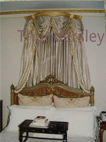 Traditional Window Treatment, Swags & Tails Curtains, Striped Silk