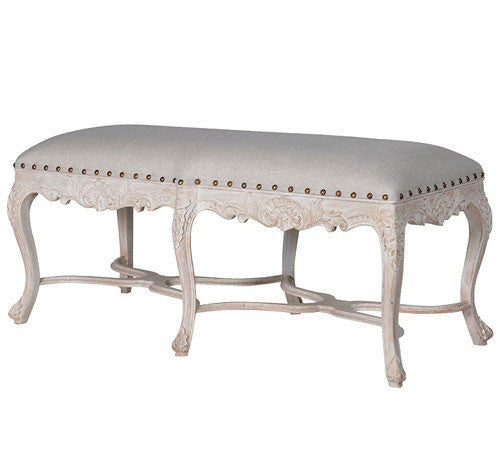 French Rattan Loveseat, Chateau Whitewashed