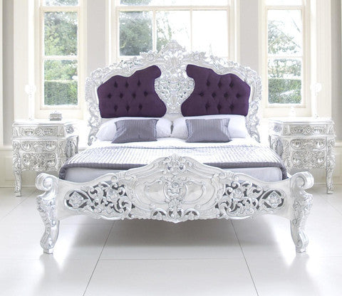Rococo Bedroom Set, Silver Leaf