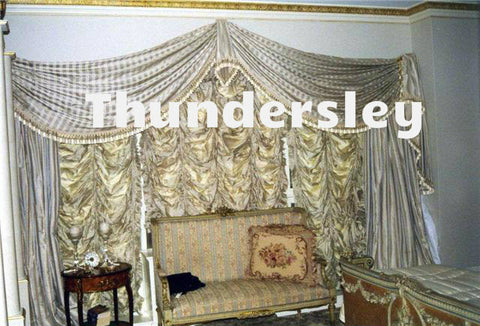 Traditional Window Treatment, Swags & Tails Curtains, Striped Silk