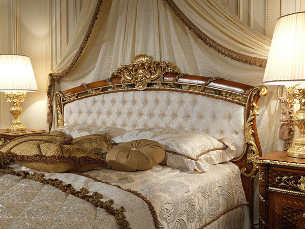 Bedroom Furniture Set Walnut & Gold