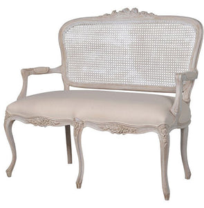French Rattan Loveseat, Chateau Whitewashed