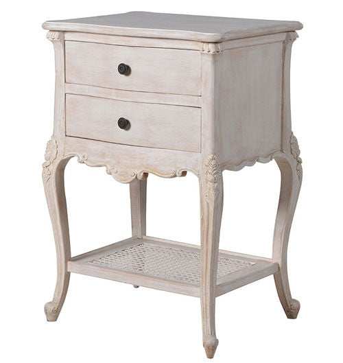 French Rattan Loveseat, Chateau Whitewashed